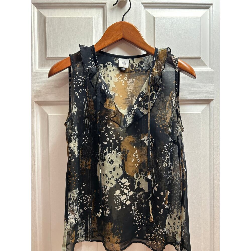 CAbi Incandescent Tank Top Sheer Ruffles Dark Romantic Feminine 4185, Size S